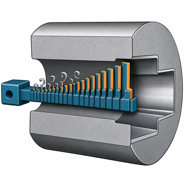 broaching（ブローチ加工・noun）の覚え方イラスト
