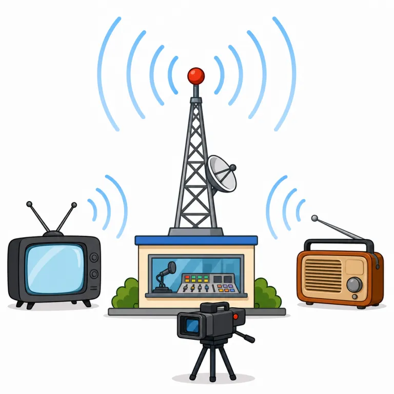 broadcasting（放送・名詞）の覚え方イラスト