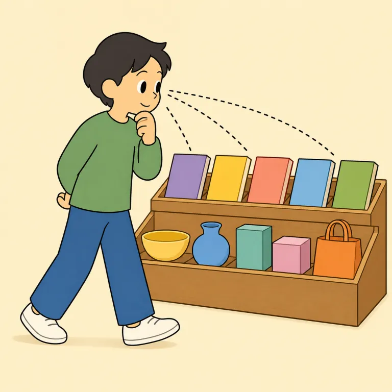 browse（見て回る・verb）の覚え方イラスト