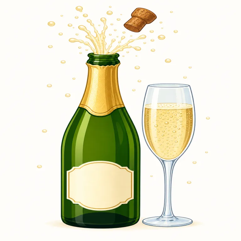 bubbly（発泡性ワイン、シャンパン・noun）の覚え方イラスト