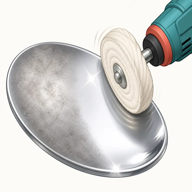 buffing（バフ研磨・名詞）の覚え方イラスト — buffing は buff「磨いてつやを出す」+ -ing と見れば覚えやすい