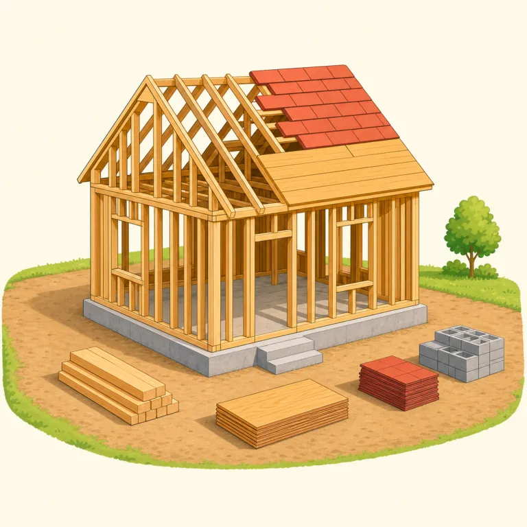 buildable（建築可能な、建設可能な・形容詞）の覚え方イラスト — build + -able と分けると覚えやすい語です