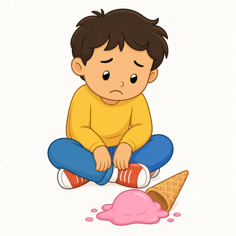 bummer（残念・名詞）の覚え方イラスト — 会話では感情そのものより「がっかりな出来事」に向く名詞
