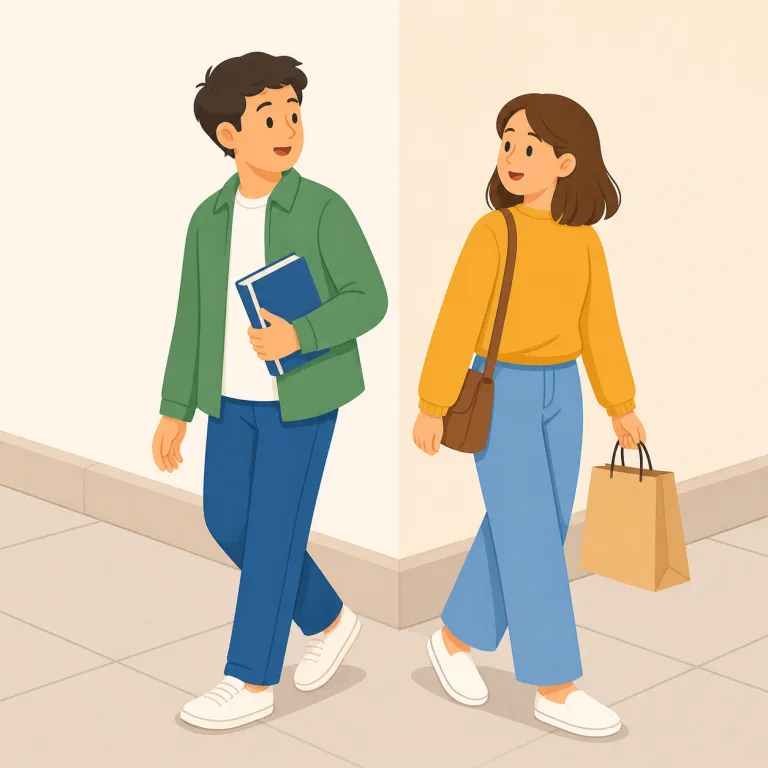 bump into（ばったり会う・句動詞）の覚え方イラスト — まず bump を「軽くぶつかる」と押さえると覚えやすいです