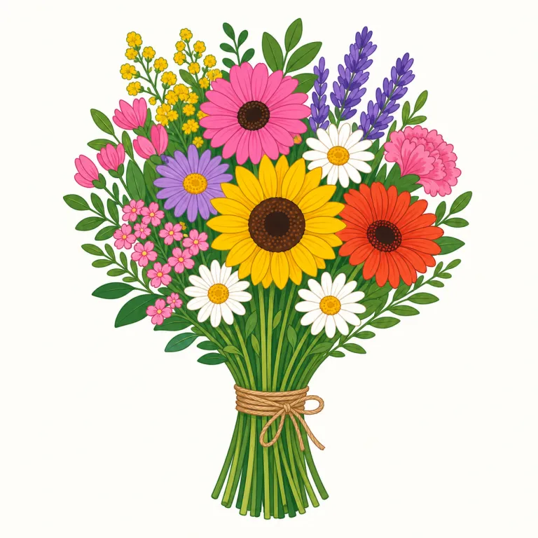 bunch（束・名詞）の覚え方イラスト — この「束」は、bunch の基本的な「集まり」とは別に、花・鍵・ぶどうなどが一つにまとまった物理的なまとまりを指す意味として覚えます