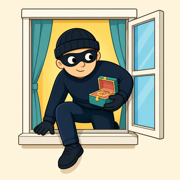 burglar（侵入窃盗犯、泥棒・noun）の覚え方イラスト