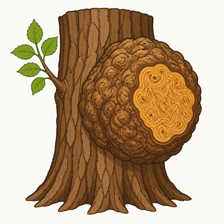 burl（木のこぶ、こぶ材・noun）の覚え方イラスト