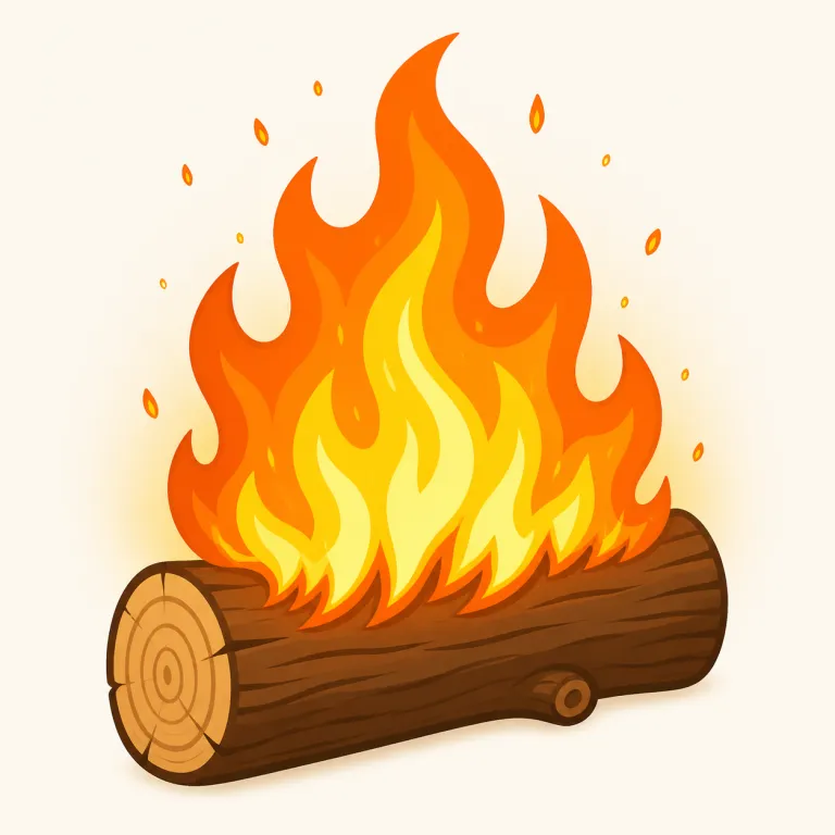 burn（燃える、燃やす・動詞）の覚え方イラスト — burn は「火をつける」動作そのものより、熱によって対象が変質するところに焦点がある