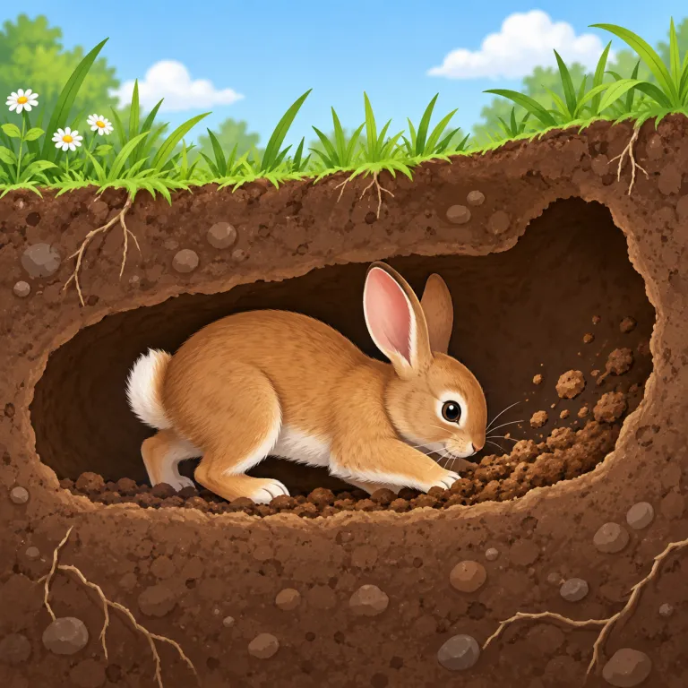 burrow（穴を掘る・verb）の覚え方イラスト