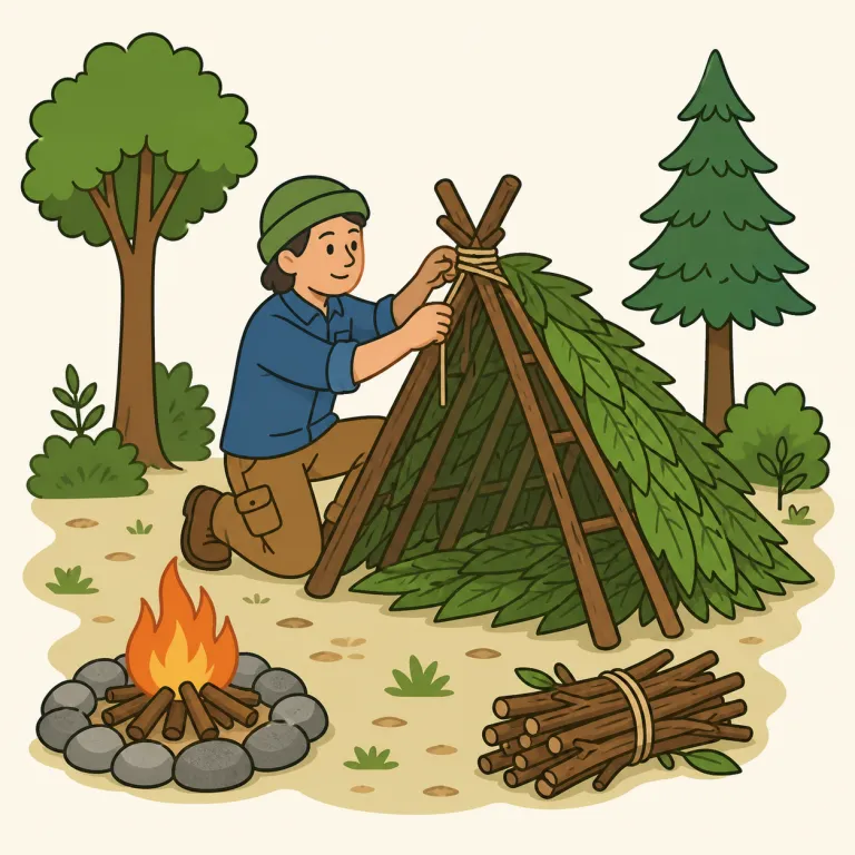 bushcraft（野外生活術・noun）の覚え方イラスト