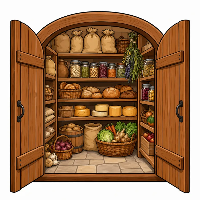 buttery（食糧貯蔵室・noun）の覚え方イラスト