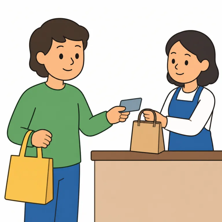 buyer（買い手・名詞）の覚え方イラスト — buy が分かれば buyer はそのまま「買う側の人」
