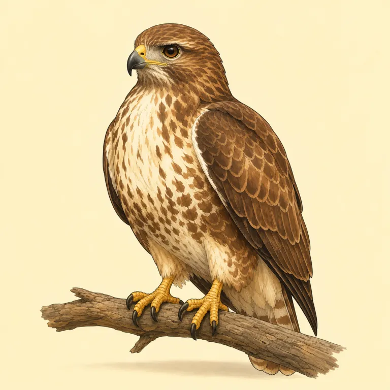 buzzard（ノスリ・名詞）の覚え方イラスト — hawk や eagle より細かい鳥名で、猛禽を大づかみに言うなら hawk、種を意識すると buzzard という位置づけで覚えると残りやすい