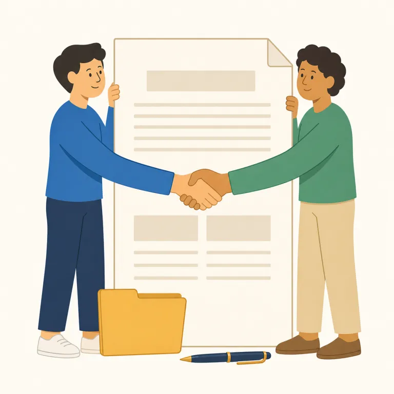 by contract（契約上）の覚え方イラスト — contract が分かれば覚えやすい表現です
