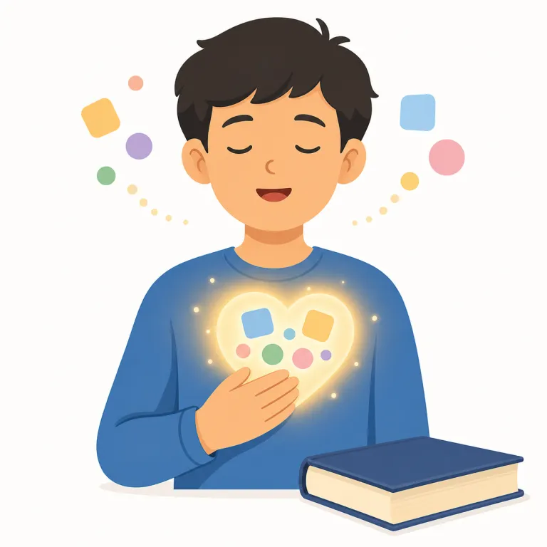 by heart（暗記して・イディオム）の覚え方イラスト — by heart は「心の中に入っていて、見なくてもそのまま出せる」状態として覚えると定着します
