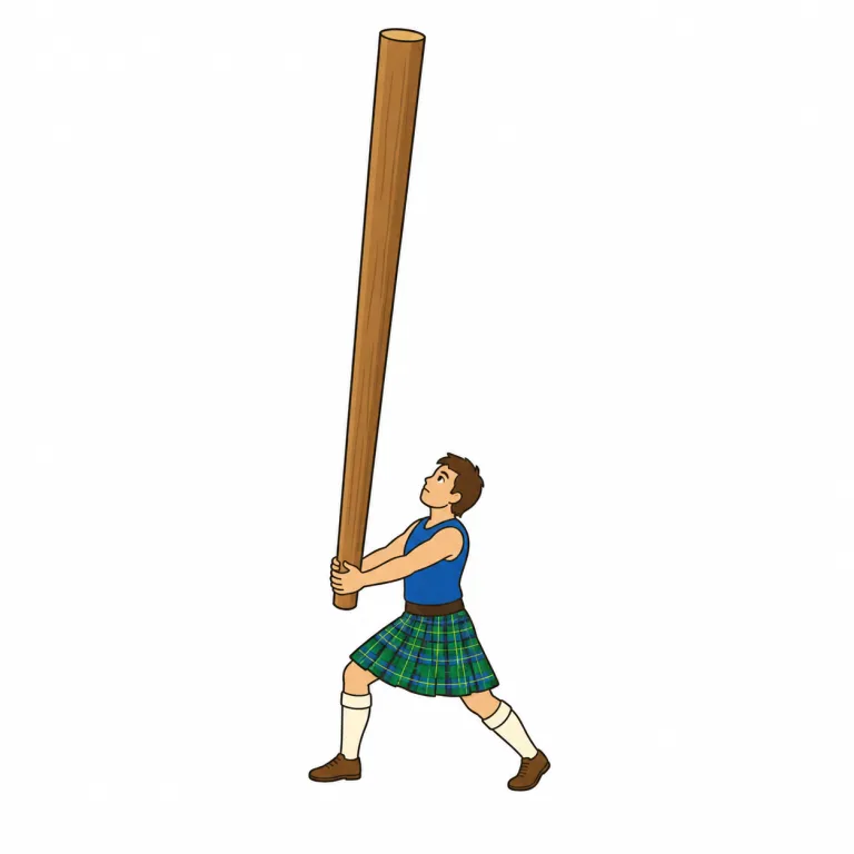 caber（丸太投げ競技の丸太・noun）の覚え方イラスト