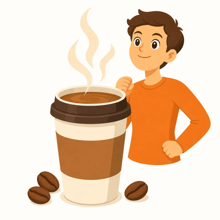caffeinated（カフェイン入りの・形容詞）の覚え方イラスト — caffeine を知っていれば、その形容詞版が caffeinated と見れば覚えやすいです