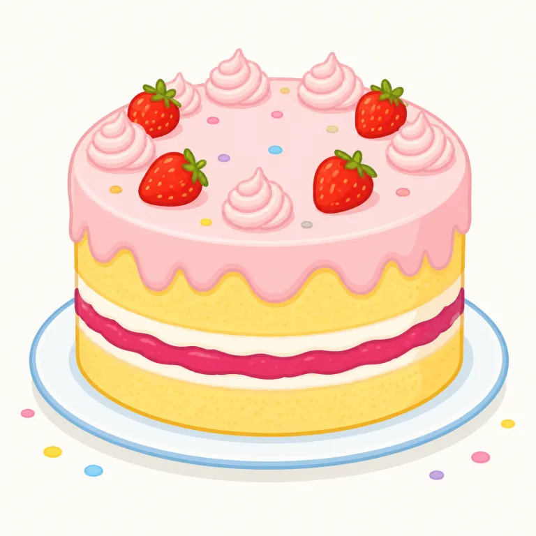cake（ケーキ・名詞）の覚え方イラスト — cake はまず「お祝いで切り分ける、形のある甘い焼き菓子」の場面で覚えると定着しやすい