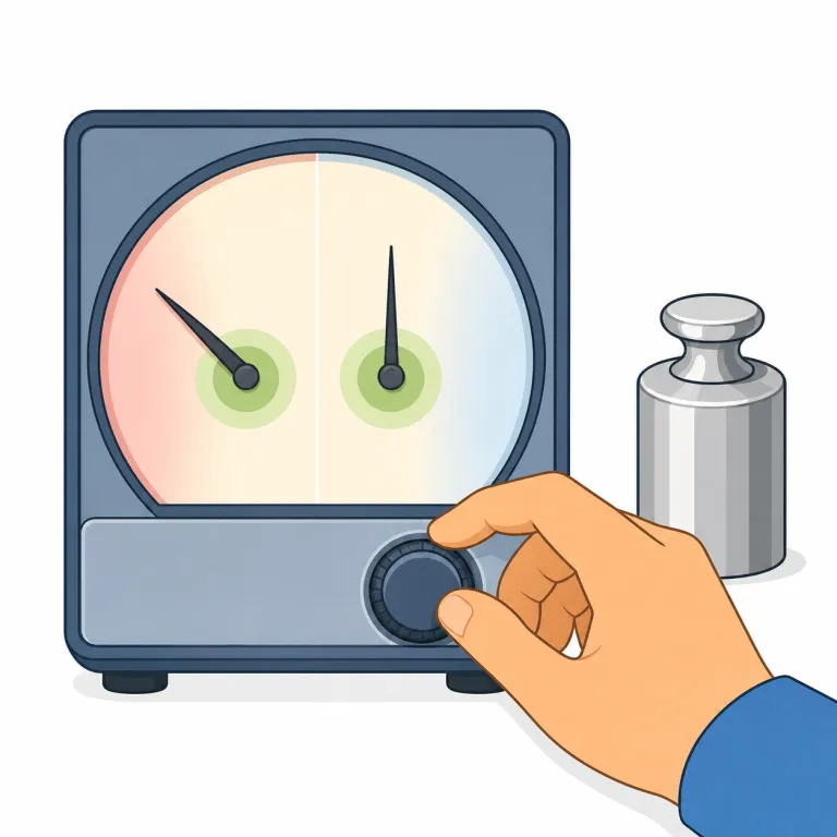 calibrating（校正する・動詞）の覚え方イラスト — calibrate は、より基本的な語でいえば adjust や tune の仲間ですが、違いは「標準に照らして精度を合わせる」点です