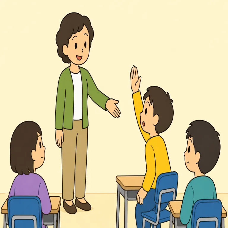 call on（指名する・phrasal_verb）の覚え方イラスト