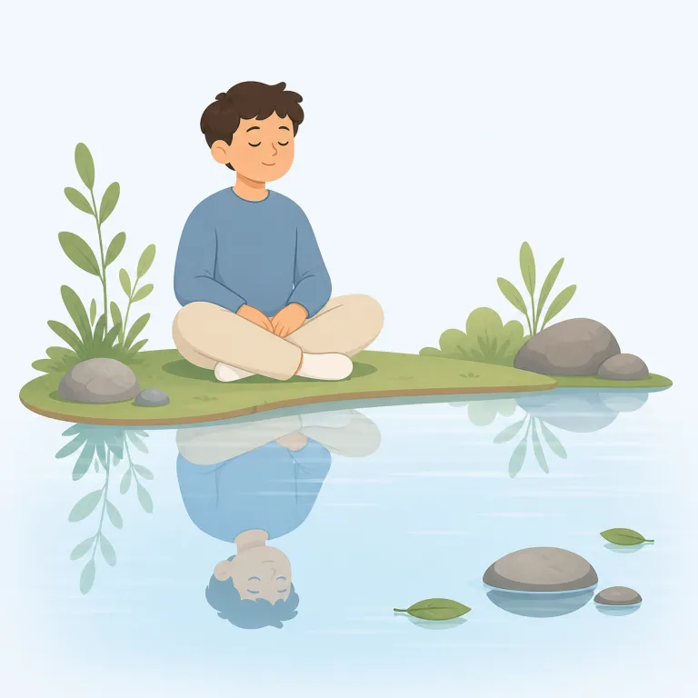 calm（穏やかな、落ち着いた・形容詞）の覚え方イラスト — 海面が凪いでいる映像を中心に覚えると、形容詞の calm がつかみやすくなります