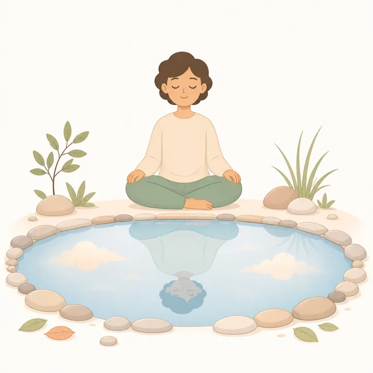 calmness（静けさ・noun）の覚え方イラスト
