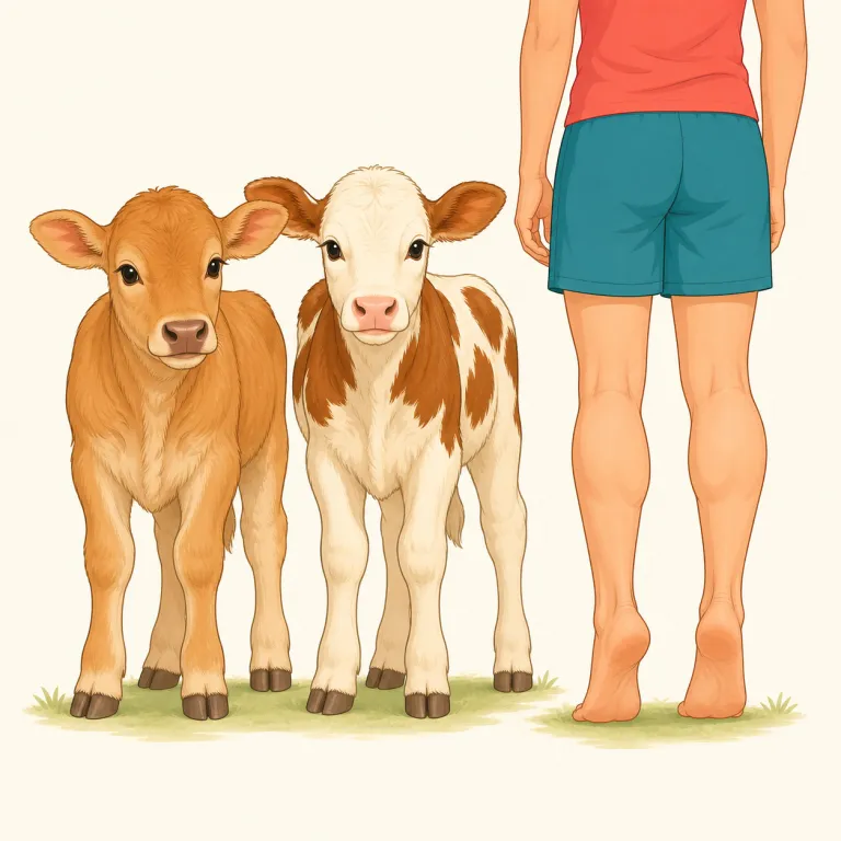 calves（子牛／ふくらはぎ（複数）・名詞）の覚え方イラスト — calf は calfs ではなく calves