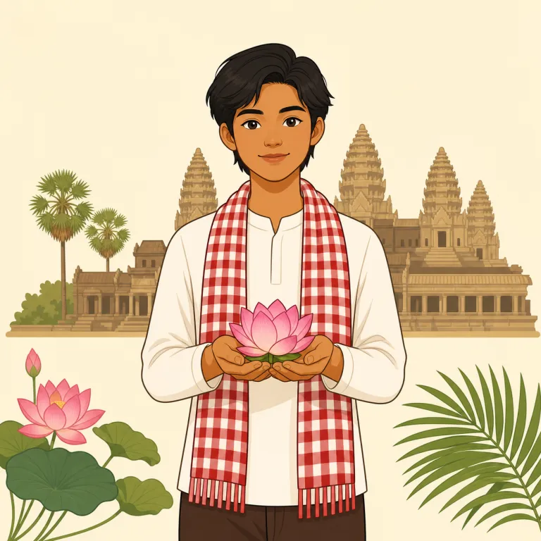 cambodian（カンボジア人、カンボジアの）の覚え方イラスト — まず国名 Cambodia を見て、そのまま『その国の人・その国のもの』を表す -ian 系の語だと捉えると覚えやすいです
