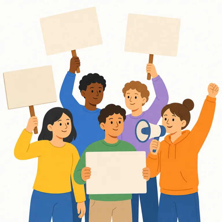 campaign（キャンペーン・名詞）の覚え方イラスト — 名詞 campaign は「目的つきの連続プロジェクト」と押さえると使い分けやすいです