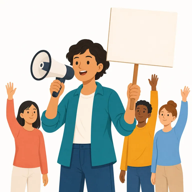 campaigner（運動家・名詞）の覚え方イラスト — campaign をまず「組織的に進める運動・活動」として押さえると覚えやすいです
