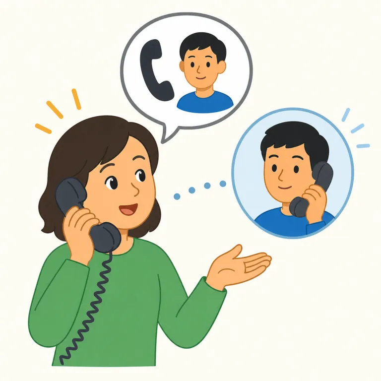 can i speak to ken（ケンさんと話せますか）の覚え方イラスト — 電話の定番型として丸ごと覚えるのが近道です