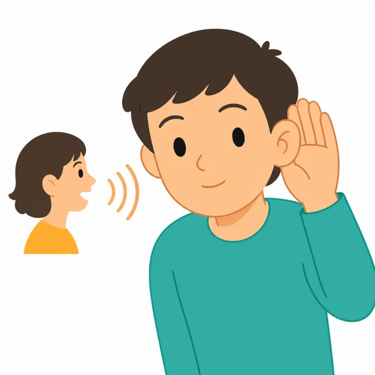 can you hear me（聞こえますか・フレーズ）の覚え方イラスト — まず hear を「音が耳に入る」の基本語として押さえると覚えやすいです