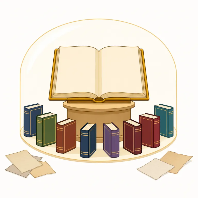 canon（基準 / 正典・名詞）の覚え方イラスト — この canon は、宗教・文学・作品世界などで「正式に認められた文書や作品群」という意味の「正典」、また権威ある判断の枠としての「基準」を指す用法です