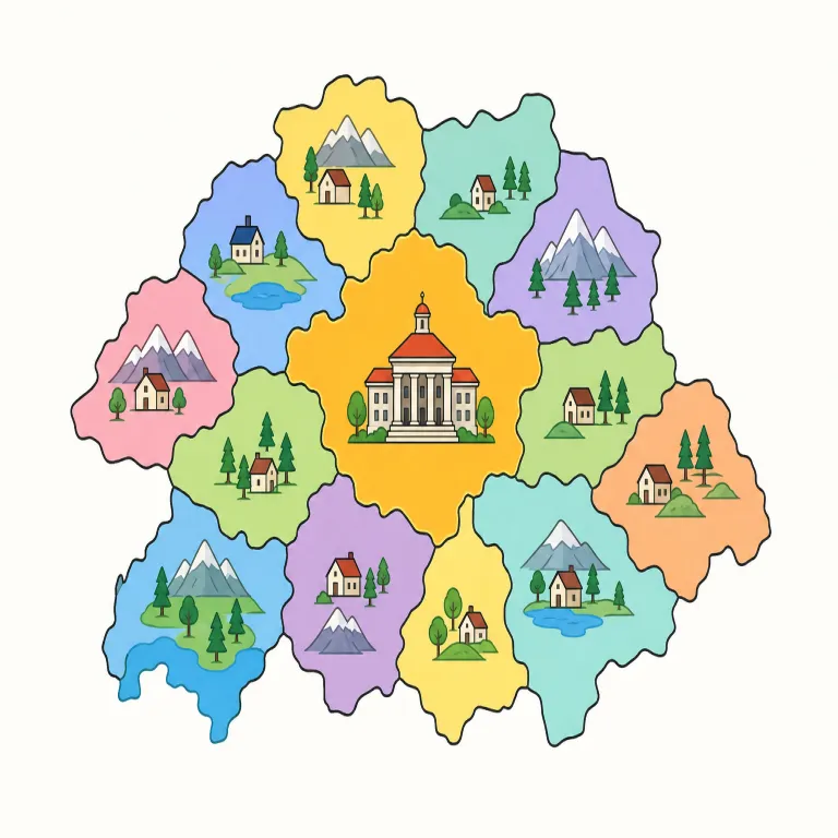 cantonal（州の・形容詞）の覚え方イラスト — cantonal は「州の」と訳して、行政区分としての州レベルに関することを表す用法として覚えます