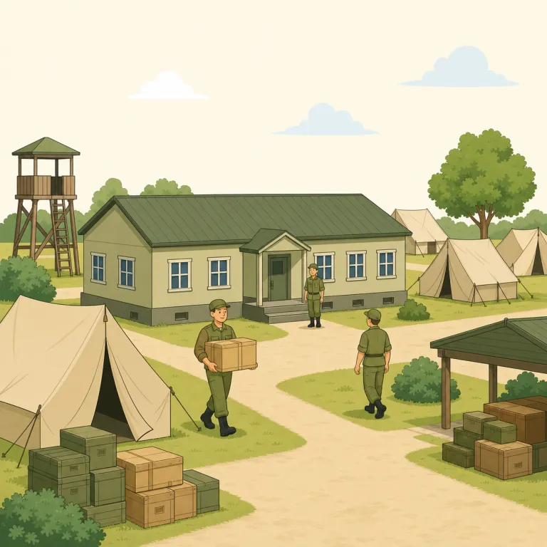 cantonment（軍事駐屯地・名詞）の覚え方イラスト — cantonment は「canton + -ment」で見ると覚えやすいです