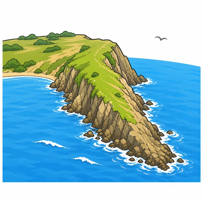 cape（岬・noun）の覚え方イラスト