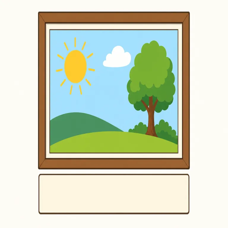 caption（キャプション・名詞）の覚え方イラスト — caption は写真・図表・記事中の画像のそばに置かれる短い説明文として覚えます