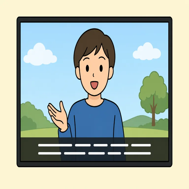caption（字幕・noun）の覚え方イラスト