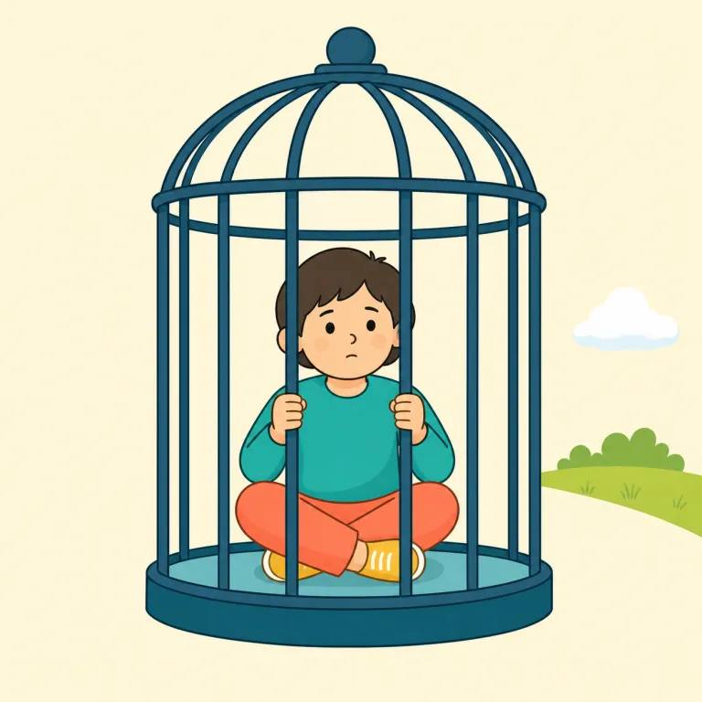 captive（捕らわれた・adjective）の覚え方イラスト