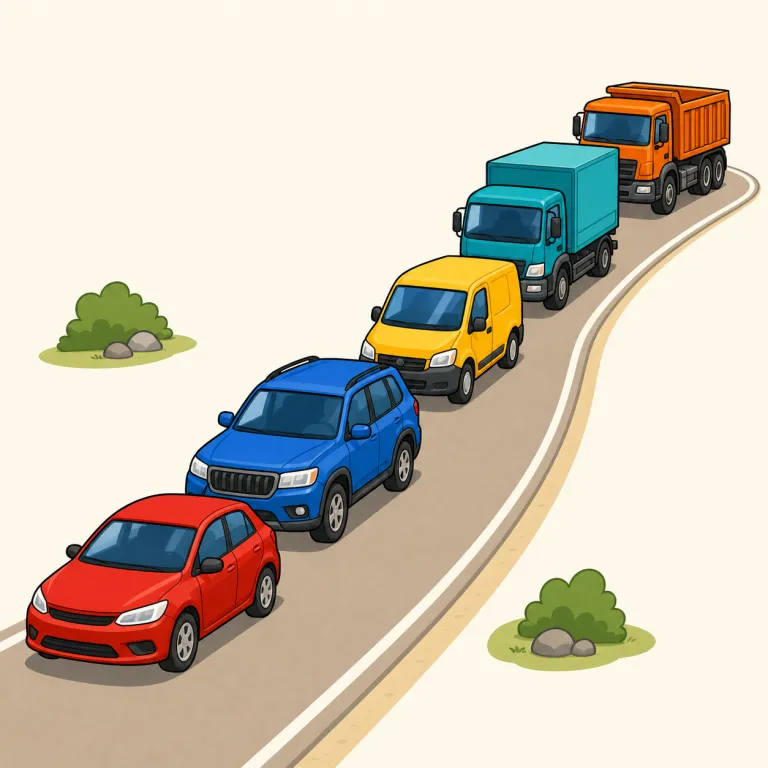 caravan（車列・noun）の覚え方イラスト