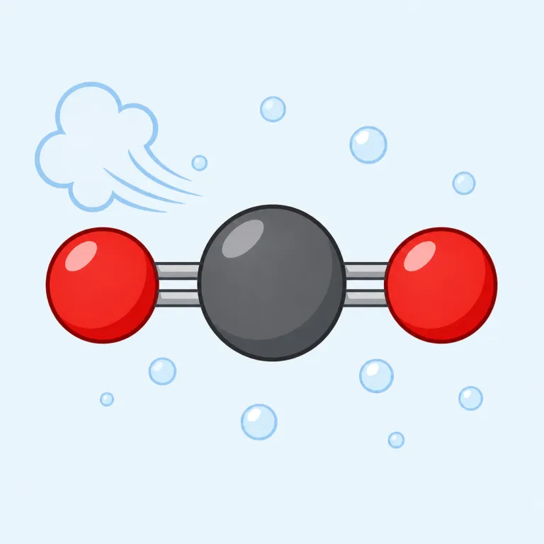 carbon dioxide（二酸化炭素・名詞）の覚え方イラスト — 「carbon」は carbon footprint や carbon tax で見かける“炭素”系の基本語