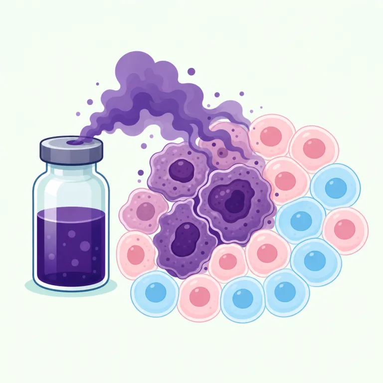 carcinogenic（発がん性のある・形容詞）の覚え方イラスト — まず語尾の -genic を「〜を生じさせる」とまとめて覚えると、allergenic（アレルギーを起こす）, pathogenic（病気を起こす）と同じ型で整理で…