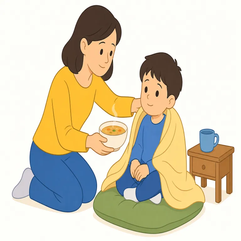 care for（～の面倒を見る・句動詞）の覚え方イラスト — care は「気にかける」という核を持ち、care for someone / something では、その相手のために時間や労力を使って世話する意味になる