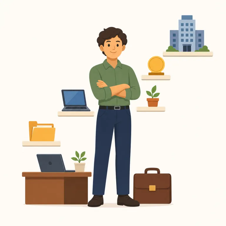 career（キャリア・名詞）の覚え方イラスト — career は job よりずっと長い単位で捉えると覚えやすい