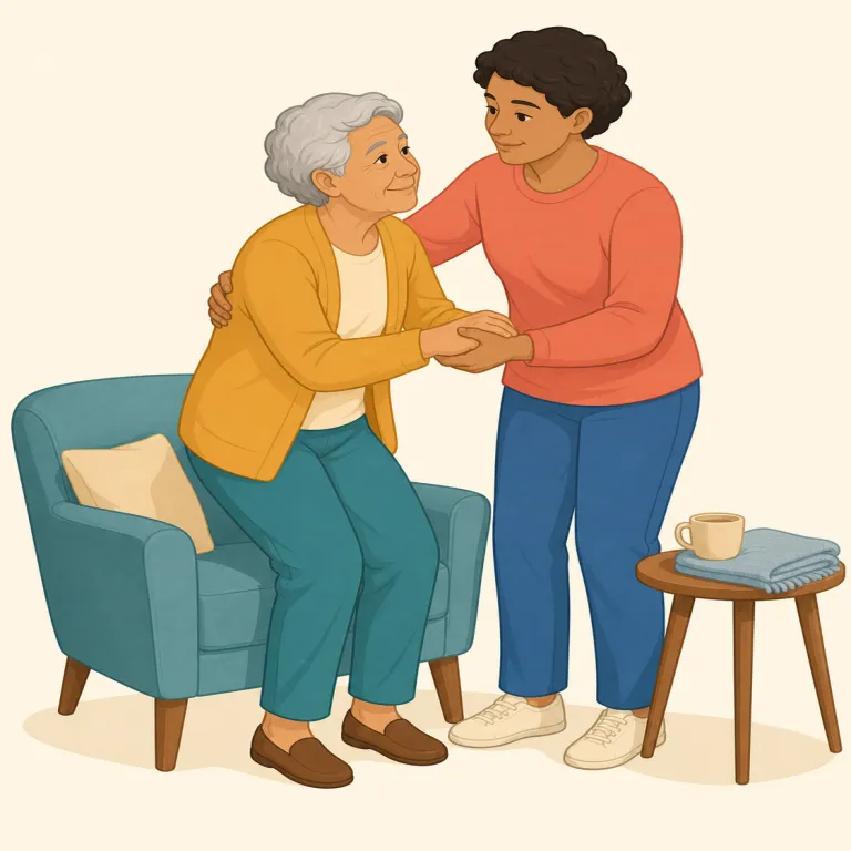 caregiver（介護者・名詞）の覚え方イラスト — care「世話」＋giver「与える人」と分けて、「継続的にケアを提供する人」と覚えるとよい