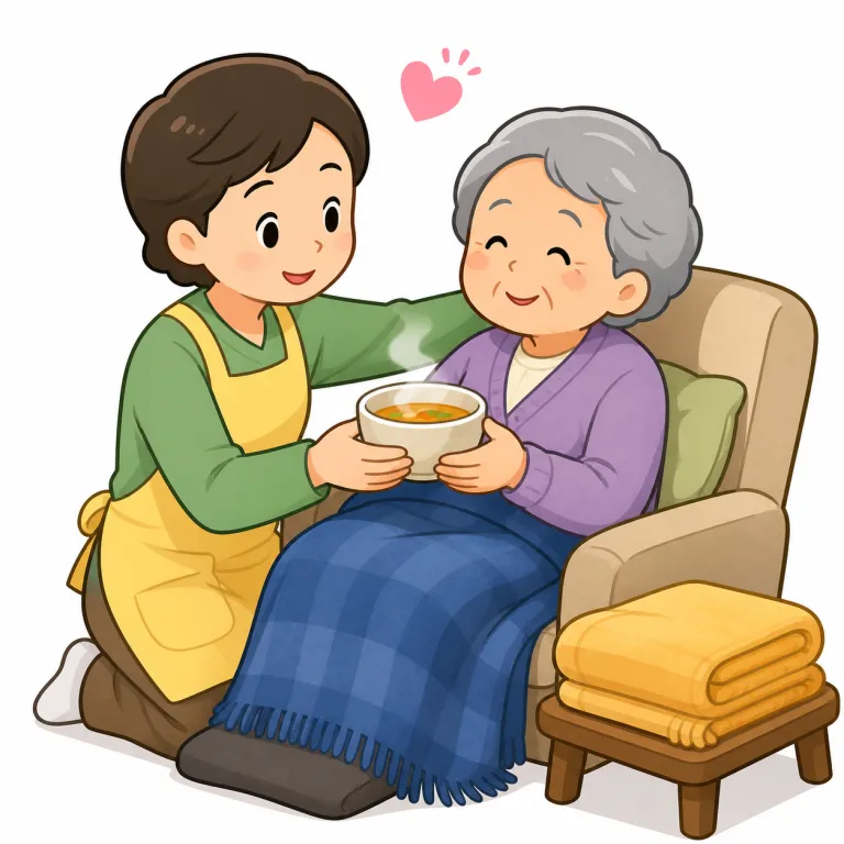 caretaker（介護者、世話人・noun）の覚え方イラスト