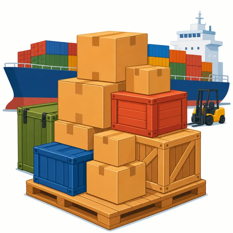 cargo（貨物・名詞）の覚え方イラスト — cargo は carry（運ぶ）される goods をまとめて思い出すと定着しやすい語