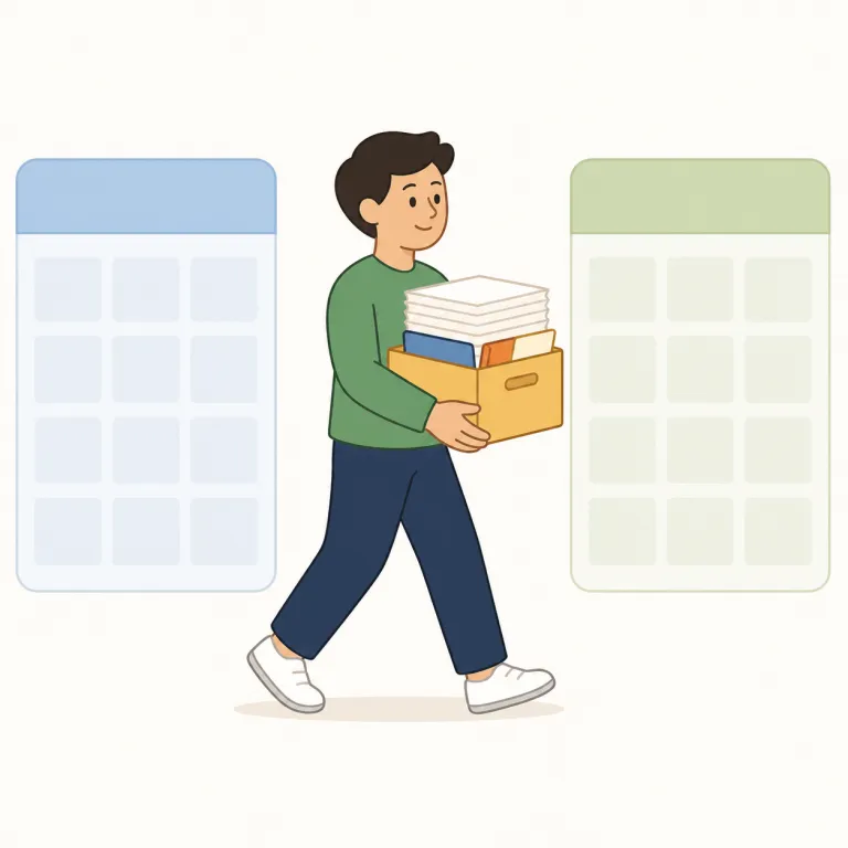 carry over（持ち越す・句動詞）の覚え方イラスト — carry は「運ぶ」、over は「向こう側へ」