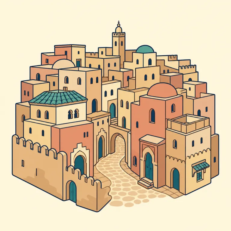 casbah（旧市街・noun）の覚え方イラスト
