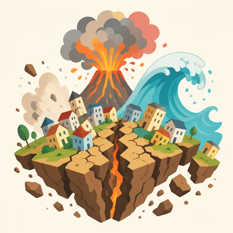 cataclysm（大変動・名詞）の覚え方イラスト — まず catastrophe を知っているなら、そのさらに“時代や社会の土台ごと揺らす”大きさが cataclysm